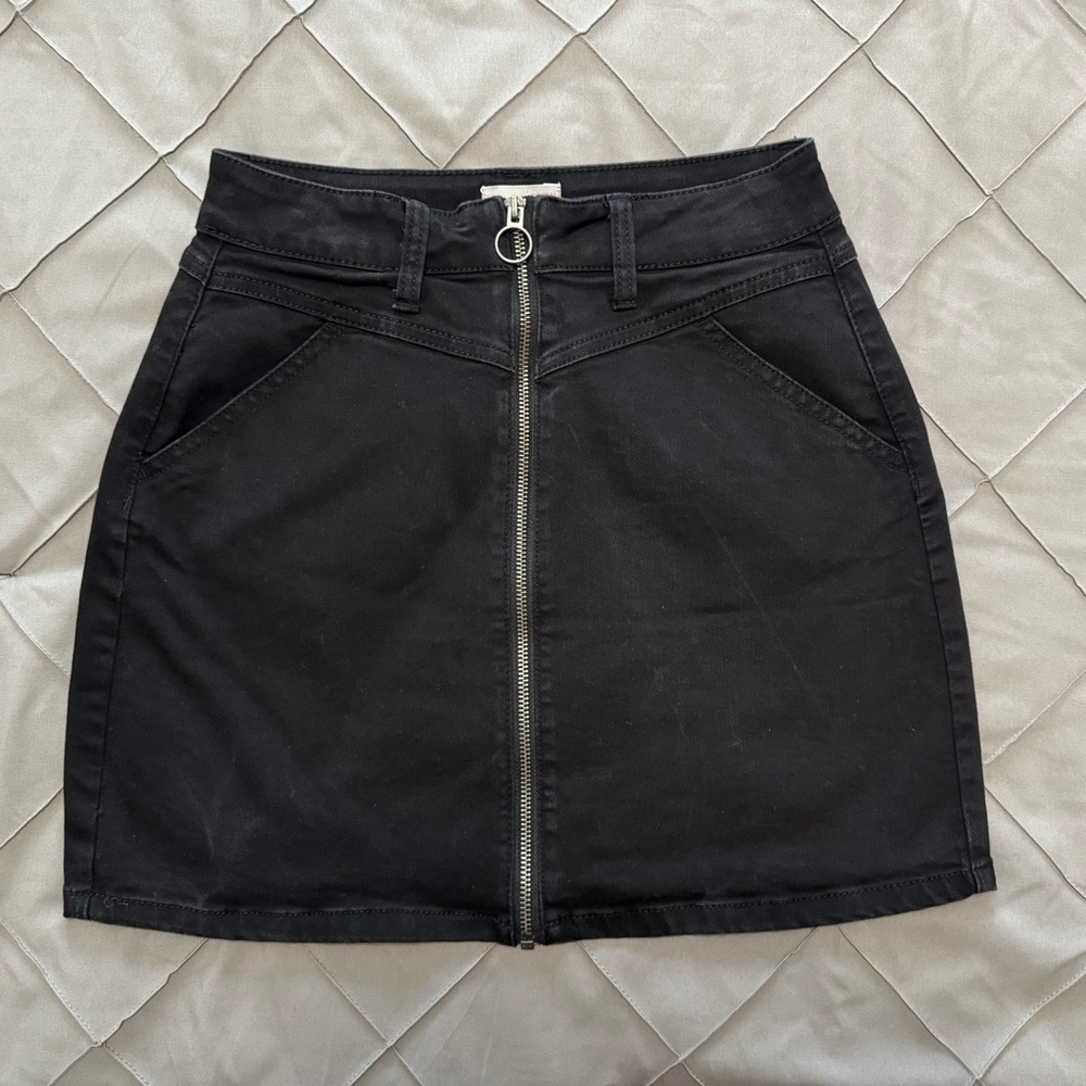 SO Black Mini Skirt with Front Zipper
